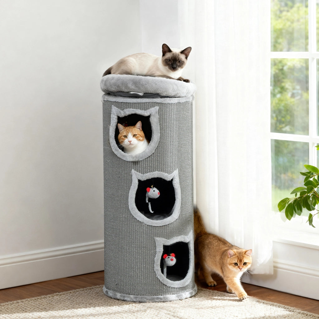 Torre per gatti con letto lavabile ¨C Minimal ¨C Grigio 96 cm