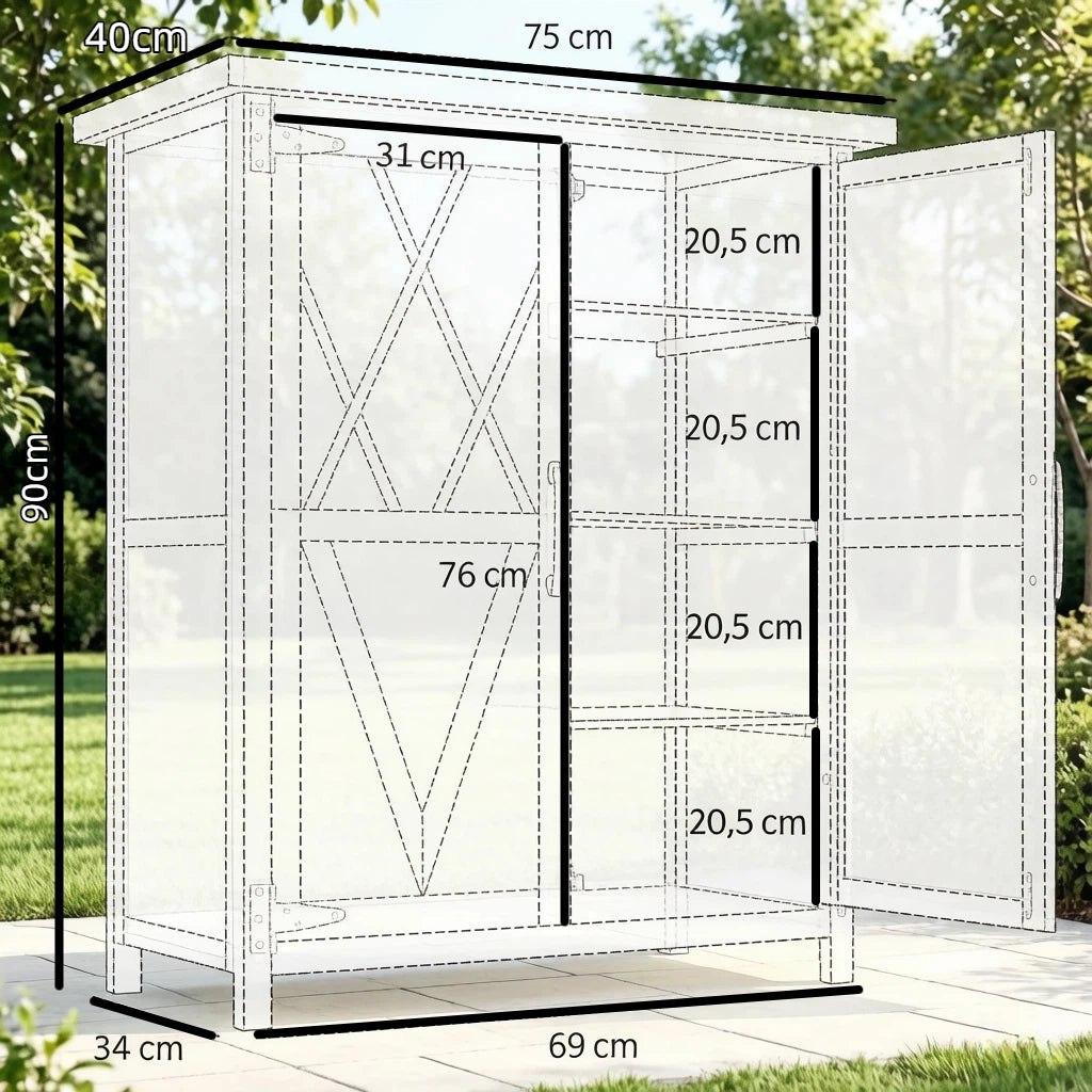 Pratico armadietto da giardino, mobiletto per esterni, armadietto portaoggetti, armadietto portautensili da pavimento (solo con 1 armadietto da giardi