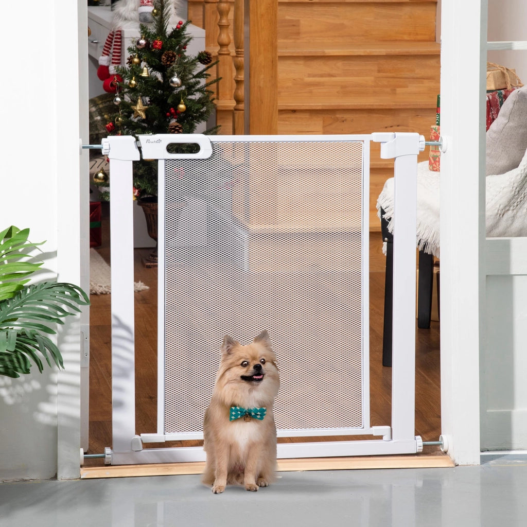 Cancelletto per Cani Regolabile ¨C Xylo ¨C Acciaio e ABS, 75-82x76 cm, Bianco