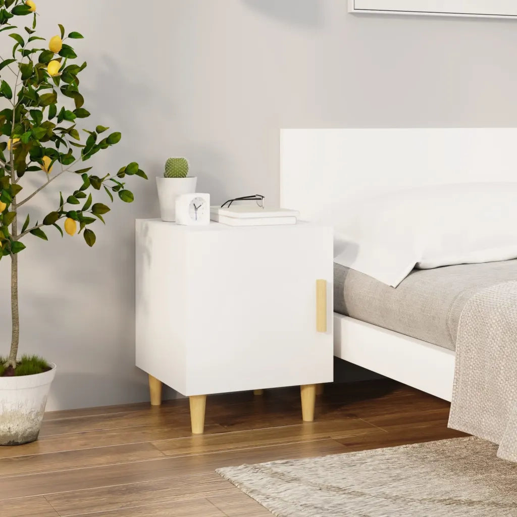 Comodino | Armadio da Notte | Mobiletto da notte Bianco in Legno Multistrato