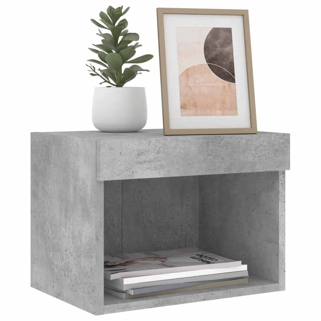 Comodini con Luci LED a Parete 2pz Grigio Cemento 837120