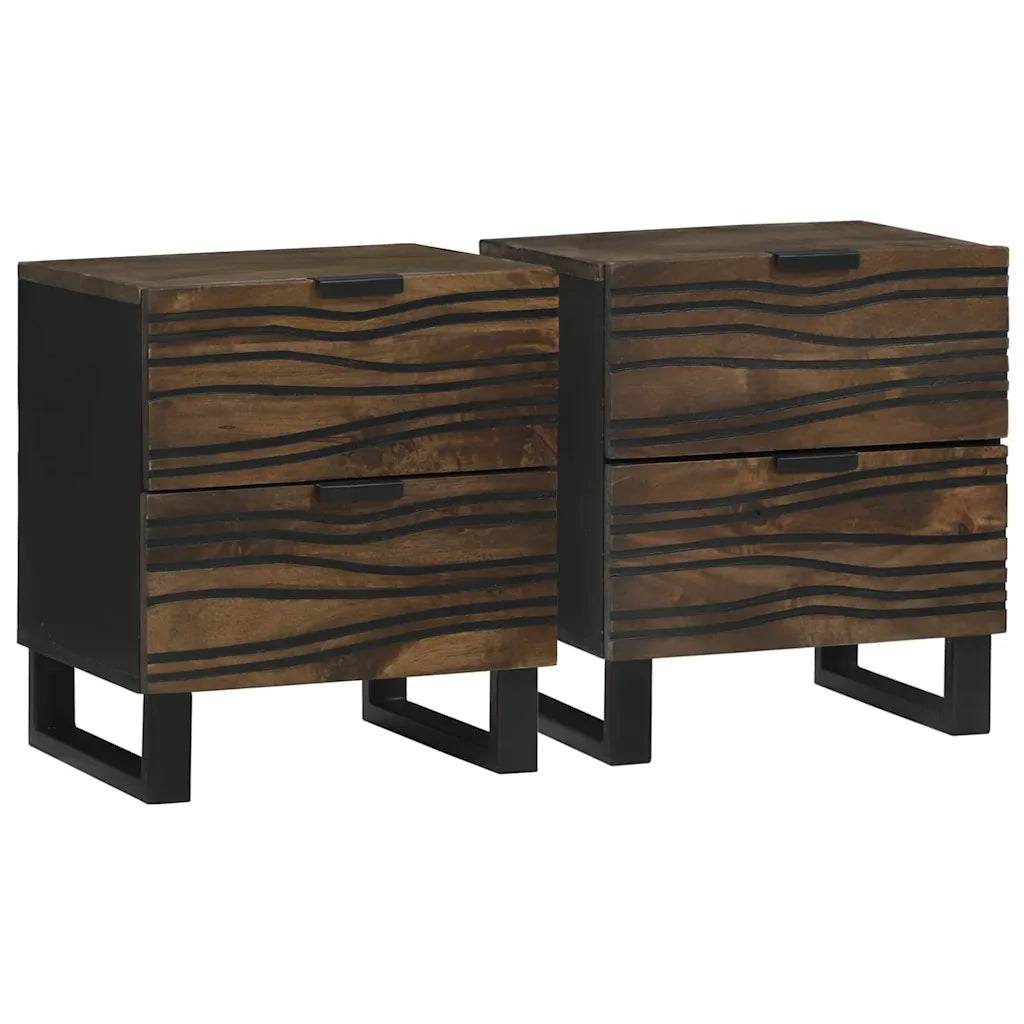 Set di 2 Comodini | Armadio da Notte | Mobiletto da notte Noce 40 x 33 x 46 cm