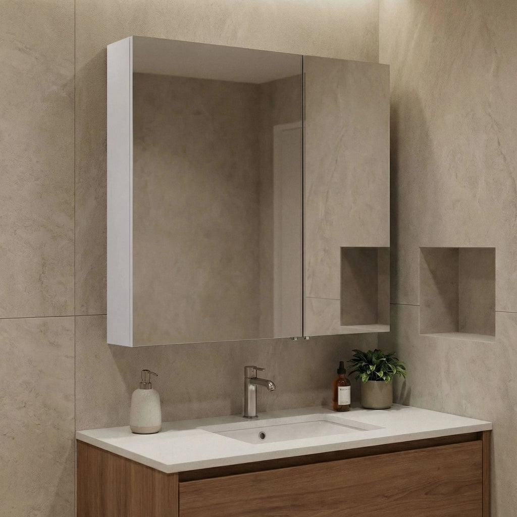 Mobile da bagno con specchio "Side 60" - 60 x 16 x 66 cm - Bianco opaco
