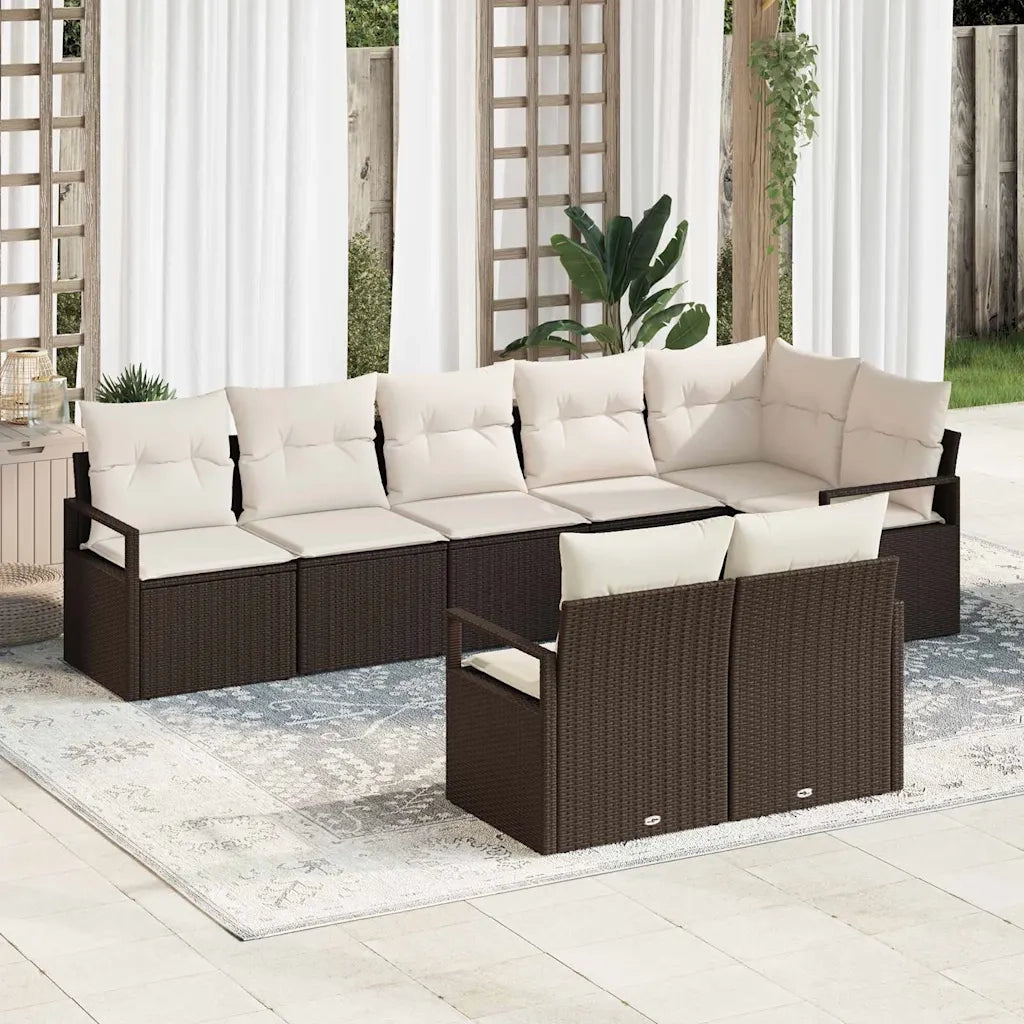 Set di divani 8 pcs Marrone polyrattan