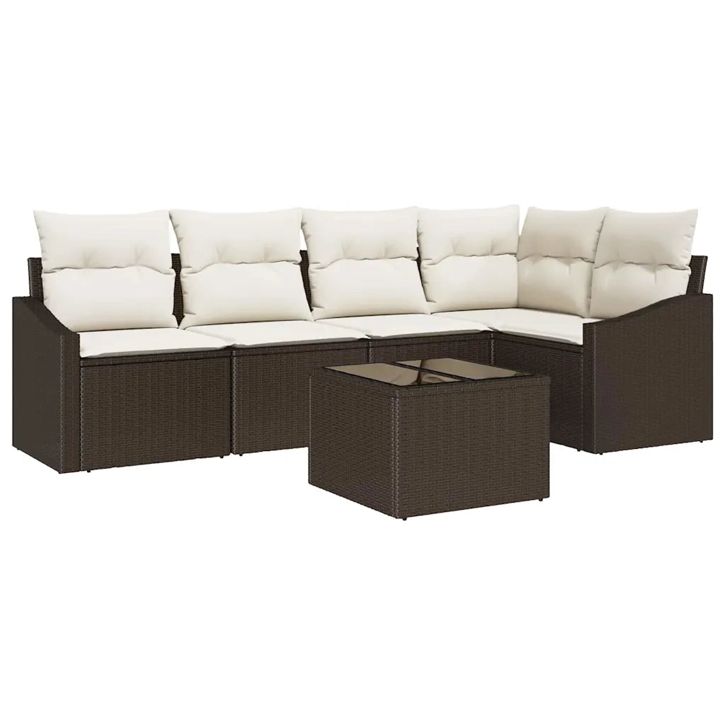 Set Divano da Giardino 6 pcs Marrone e Crema polyrattan 3355397
