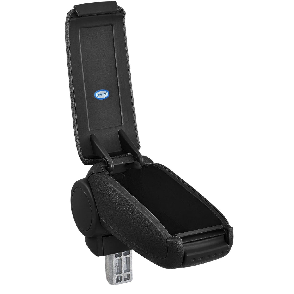 Bracciolo centrale per Opel Astra G con scomparto imbottito in similpelle nera con cuciture nere 03_0000552