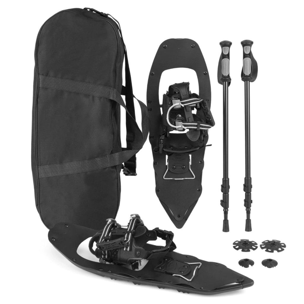 Paio di racchette da neve kit in alluminio per ogni terreno, Paio di racchette da neve leggeri con bastoncini da trekking Nero