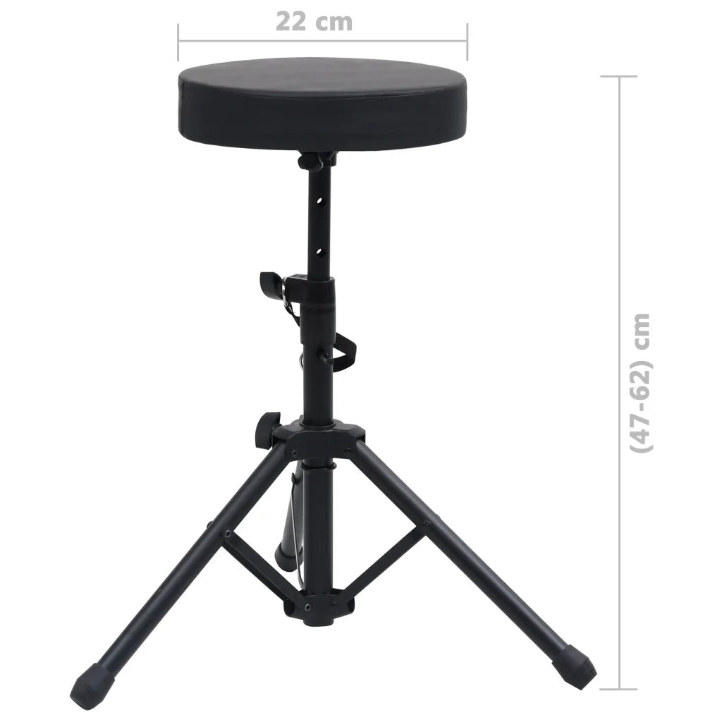 Set Supporto per Tastiera a Doppia Staffa con Sgabello Nero 70096
