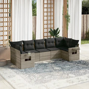 Set Divani da Giardino 7pz con Cuscini Grigio Chiaro Polyrattan 3252929