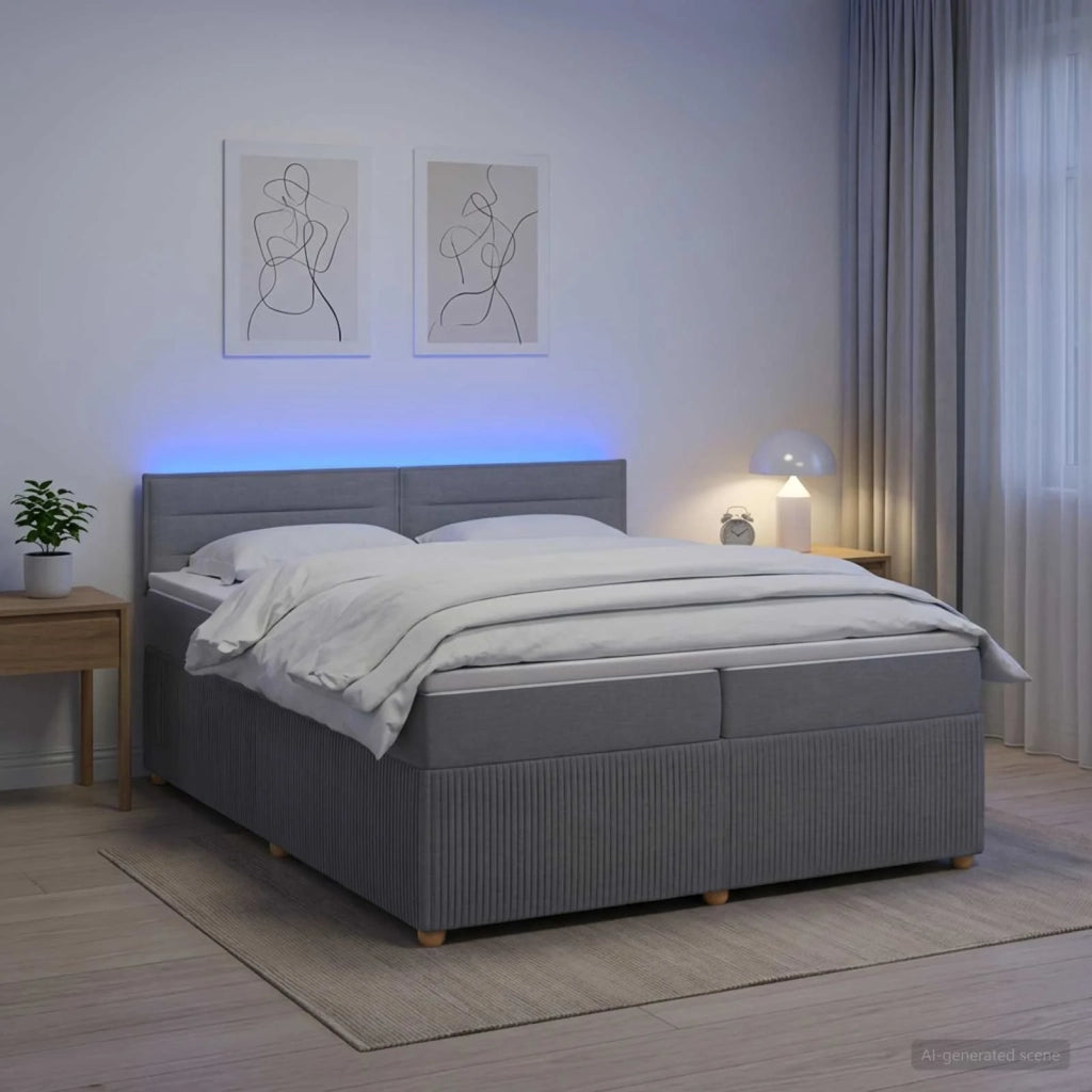 Letto box spring con materasso Grigio Chiaro 200 x 200 cm 3453002