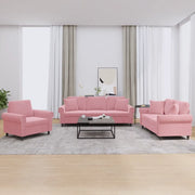 Set di Divani 3 pz con Cuscini Rosa in Velluto 3202193