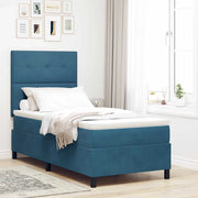 Letto a Sorgente LED Blu Scuro 100 x 200 cm Tessuto
