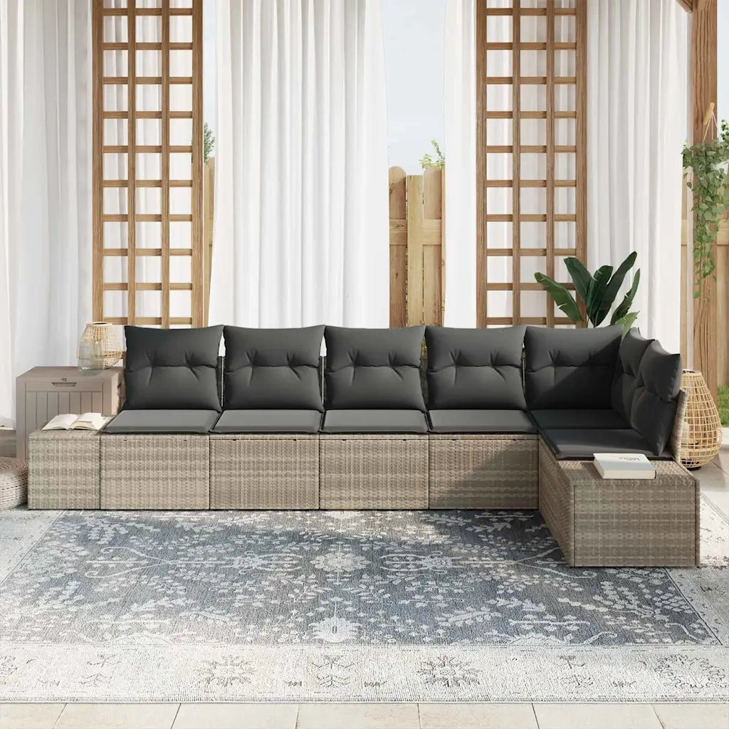 Set Divano da Giardino 6 pcs Grigio chiaro polyrattan 3355751