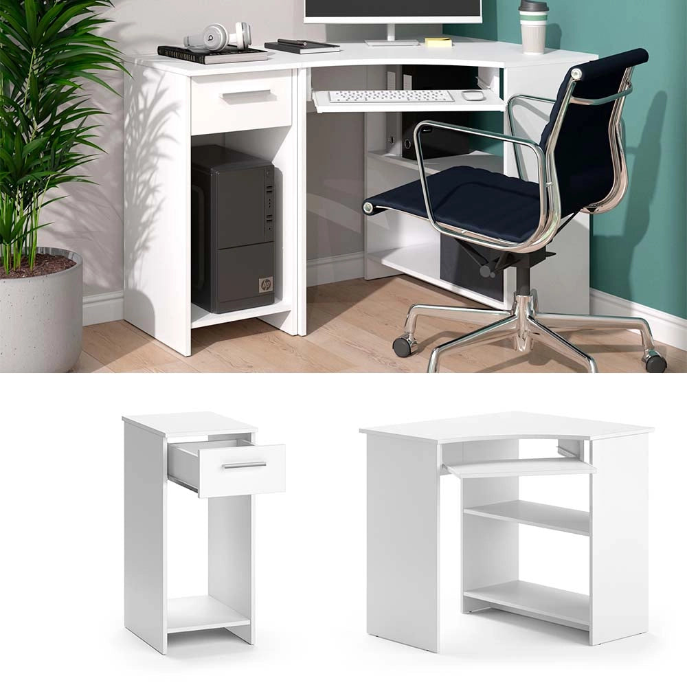 Vicco Scrivania angolare Bianco 83 x 76 cm Set con armadio PC