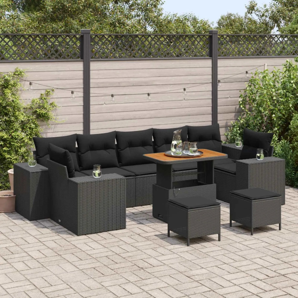 Set Divano da Giardino 10 pcs Nero polyrattan 3361989