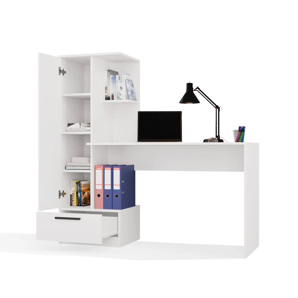 Set scrivania + scaffale COSMO bianco