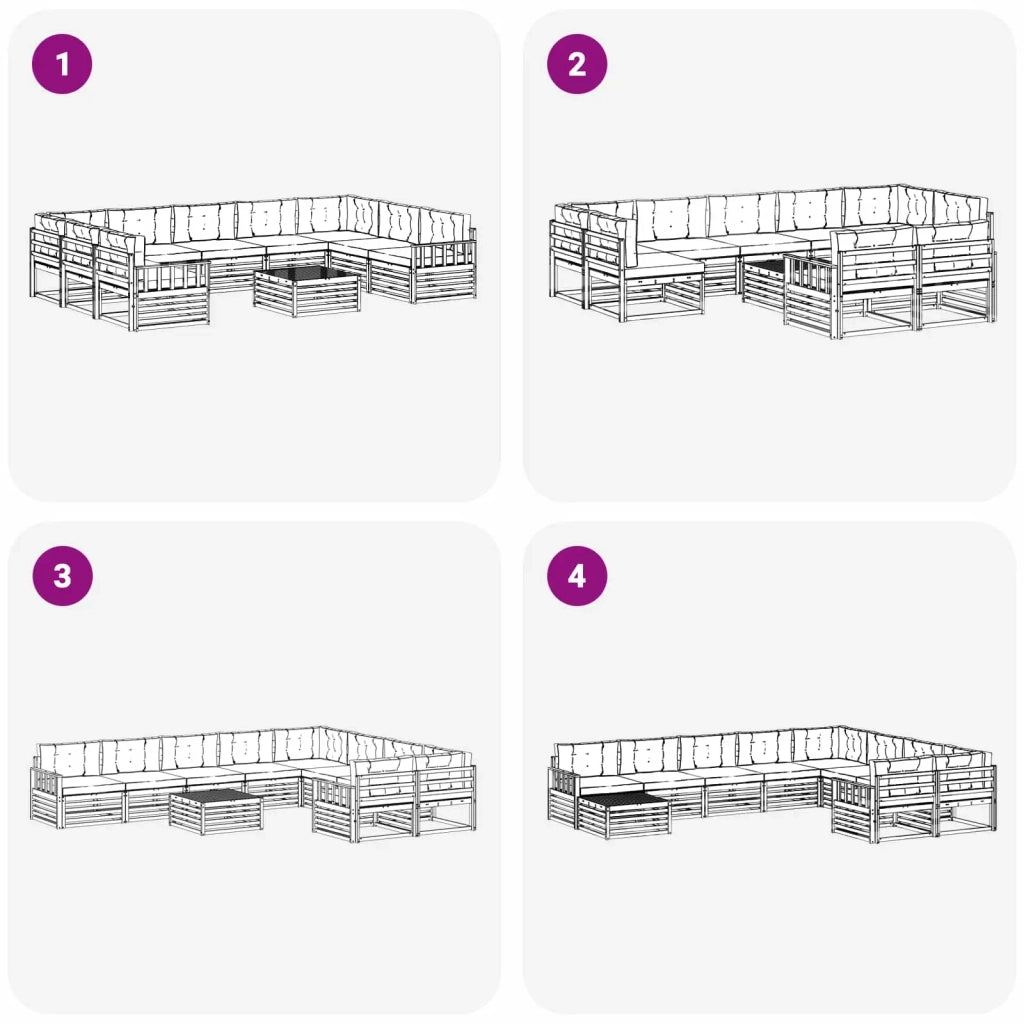Set di divani da esterno 10 pz Bianco e Antracite 3391187