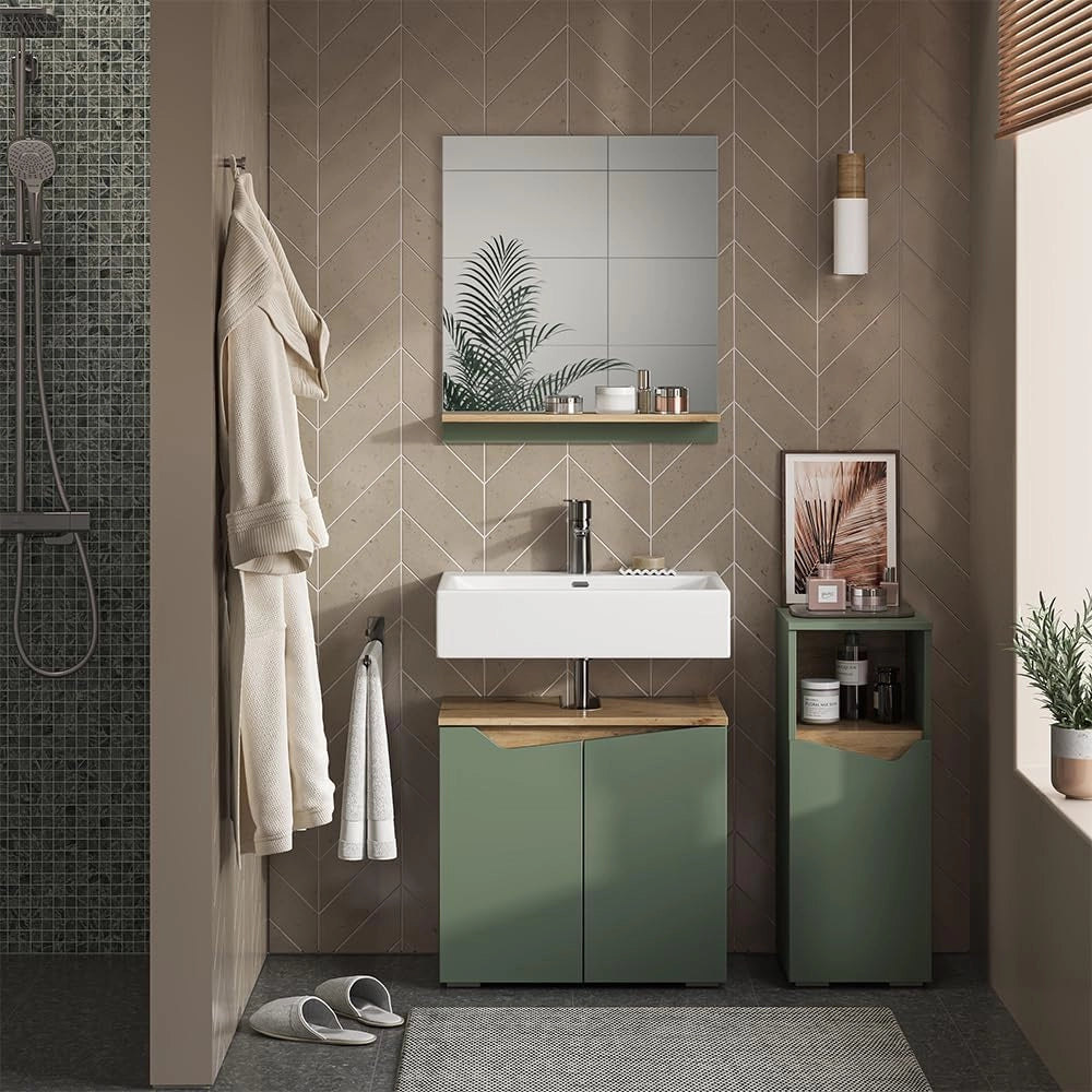 "Marelle, Verde/Artigianale, 30 x 74.5 cm con porta e vano aperto