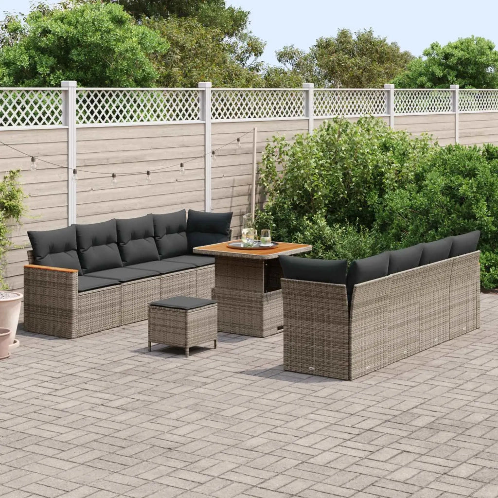 Set Divano da Giardino 11 pcs Grigio polyrattan 3362888