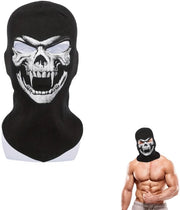 Maschera da Halloween Schedello - Disegno Realistico - Cappuccio Impermeabile - Nero/Bianco - Dimensione Media - Sostenibile e Comodo - Maschera Facciale