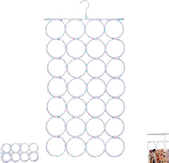 Sostegno per sciarpe e cinture - Supporto pieghevole per cinture - Flessibile e duraturo - Blu - Organizzatore per sciarpe e cinture - Adatto a ogni armadio