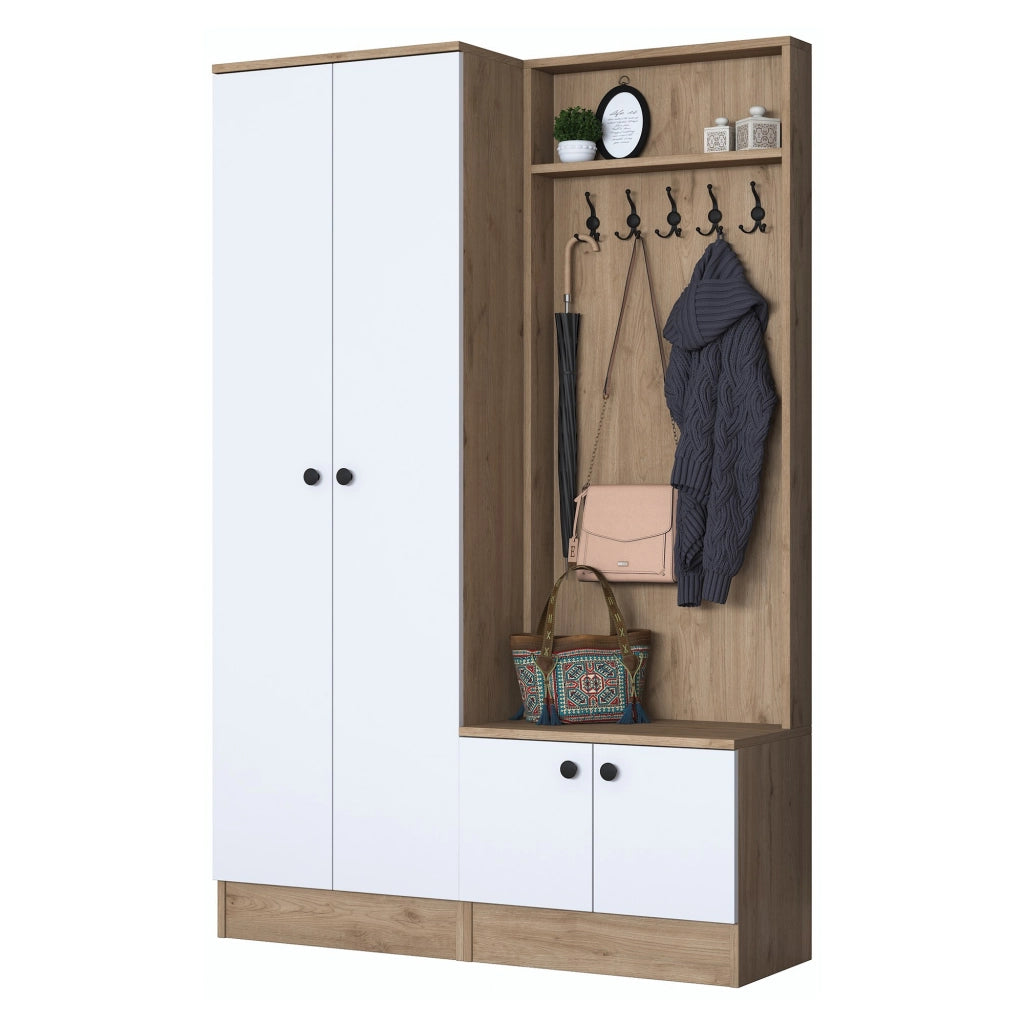 Rezzato, Mobile da Ingresso 5 Ripiani, 120x36x183h cm Bianco