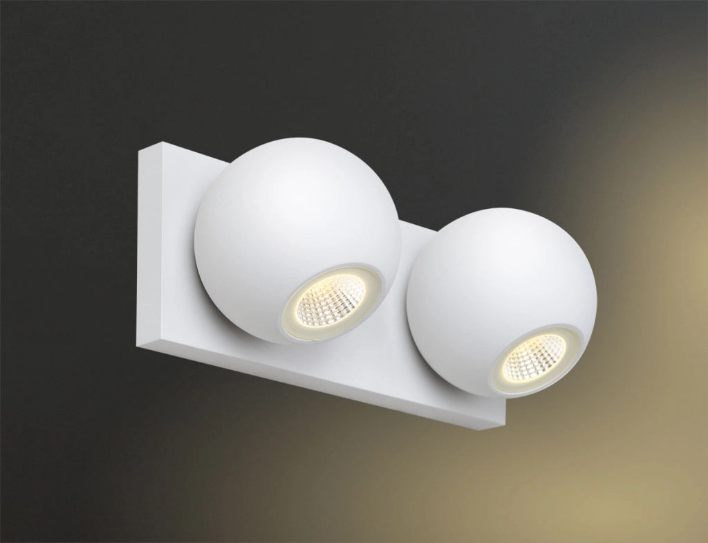 Applique parete bianca moderna 2 sfere LED 8W Maxlight