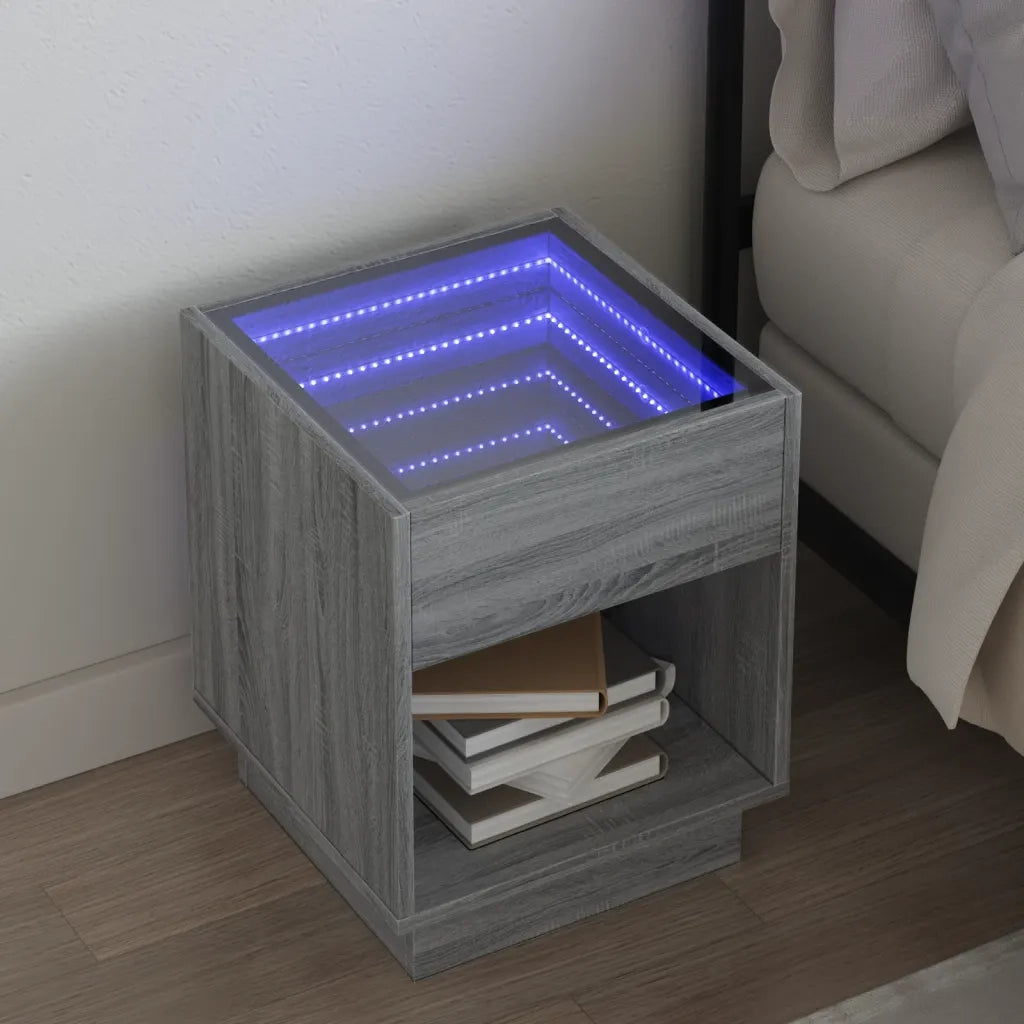 Comodino con LED Infinity Rovere Sonoma 40x40x50 cm 3284082