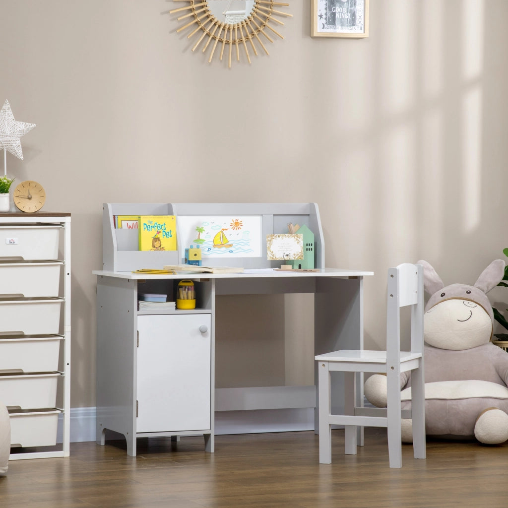 Set Tavolo e Sedia per Bambini ¨C Xylo ¨C Legno Bianco e Grigio