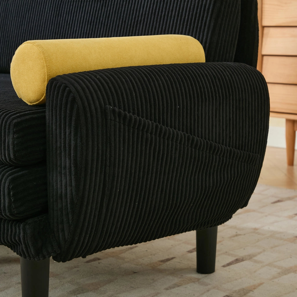 Divano letto Loveseat nero con vano - Zephmum
