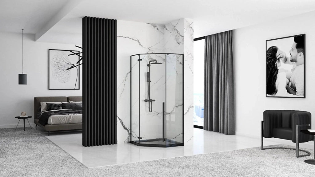 Cabina Doccia Diamond Black Mat 80x80 con piatto doccia Diamond