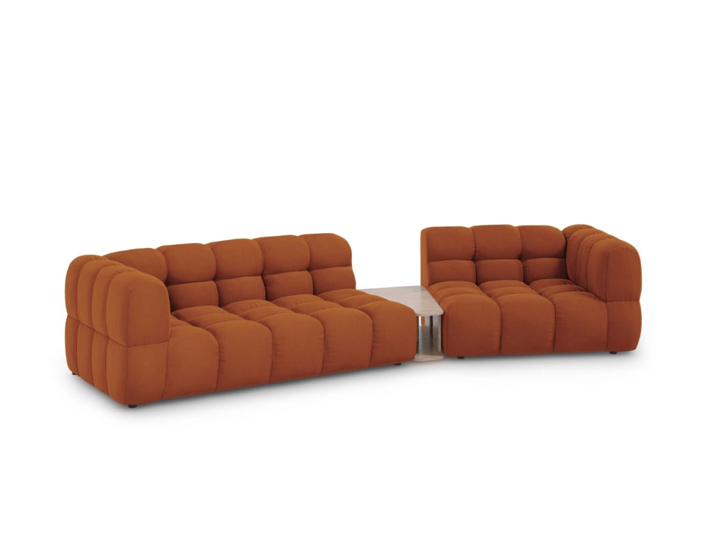 Cosmopolitan Design - Divano modulare destro "Sky" 3 posti in velluto terracotta 