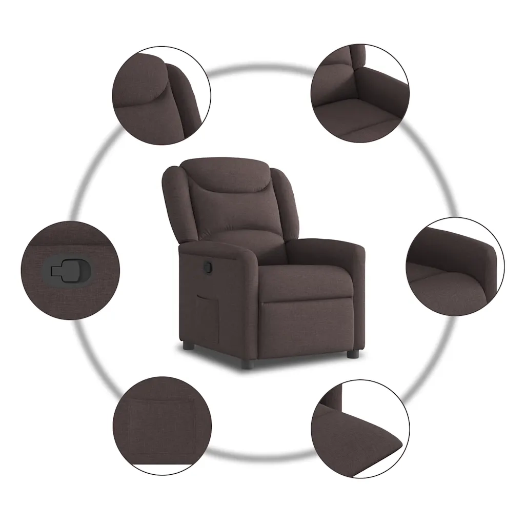 Poltrona | Sedia Relax Reclinabile Marrone Scuro in Tessuto