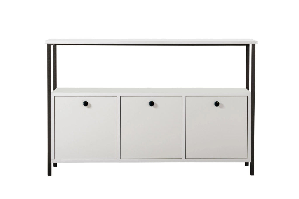 Credenza in legno "Solace" - 120 x 30 x 77 cm - Bianco