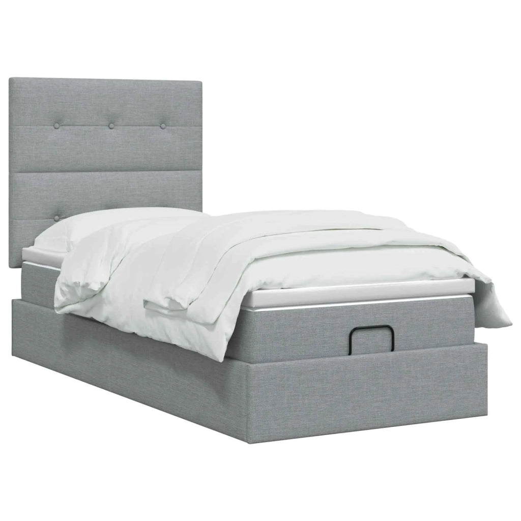 Letto Ottomano con Materasso e LED Grigio Chiaro 90 x 190 cm 3458034