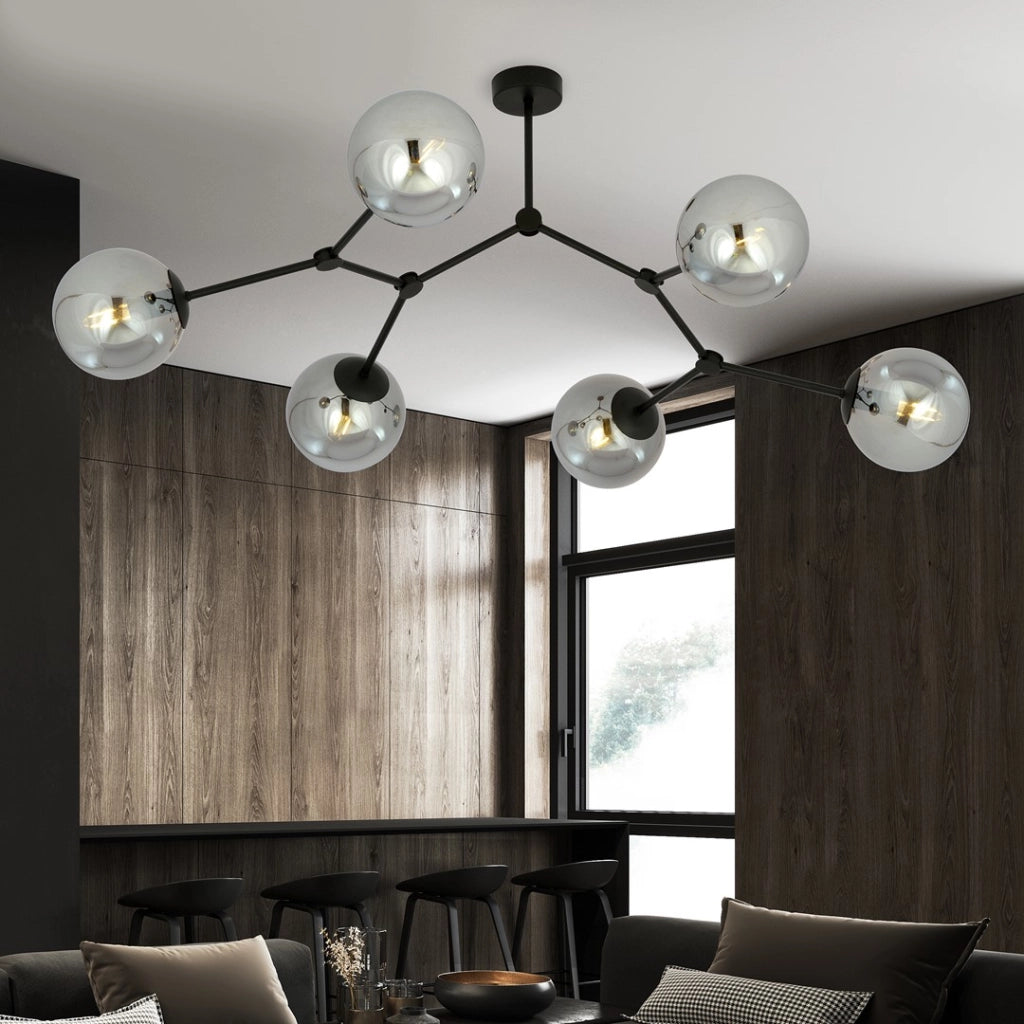 Lampadario Emibig SPACE 6xE14 vetro nero/cromo 108cm