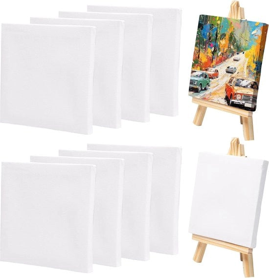 Set di pennelli in legno da 8 pezzi - 10x10 cm