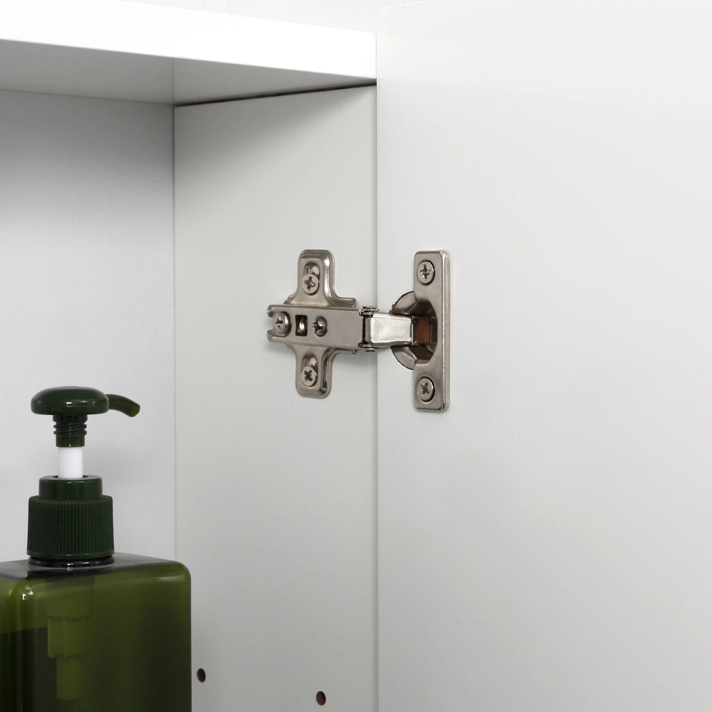 Mobile Bagno con 3 Ante Specchiate e Ripiani Regolabili ¨C zephmum ¨C 70x15x60cm, Bianco