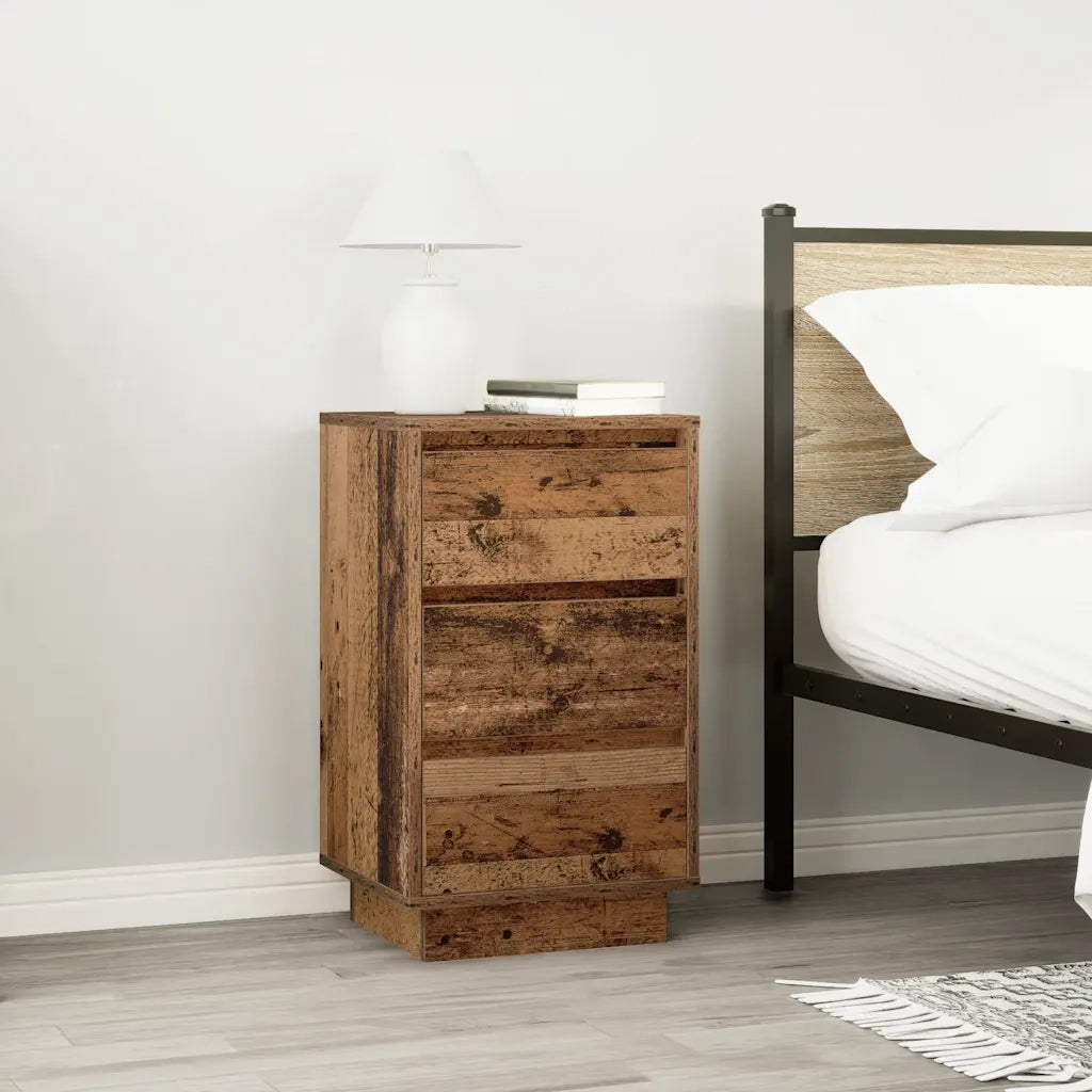 Comodino con Luci LED Legno Antico 38x34x65 cm 861308
