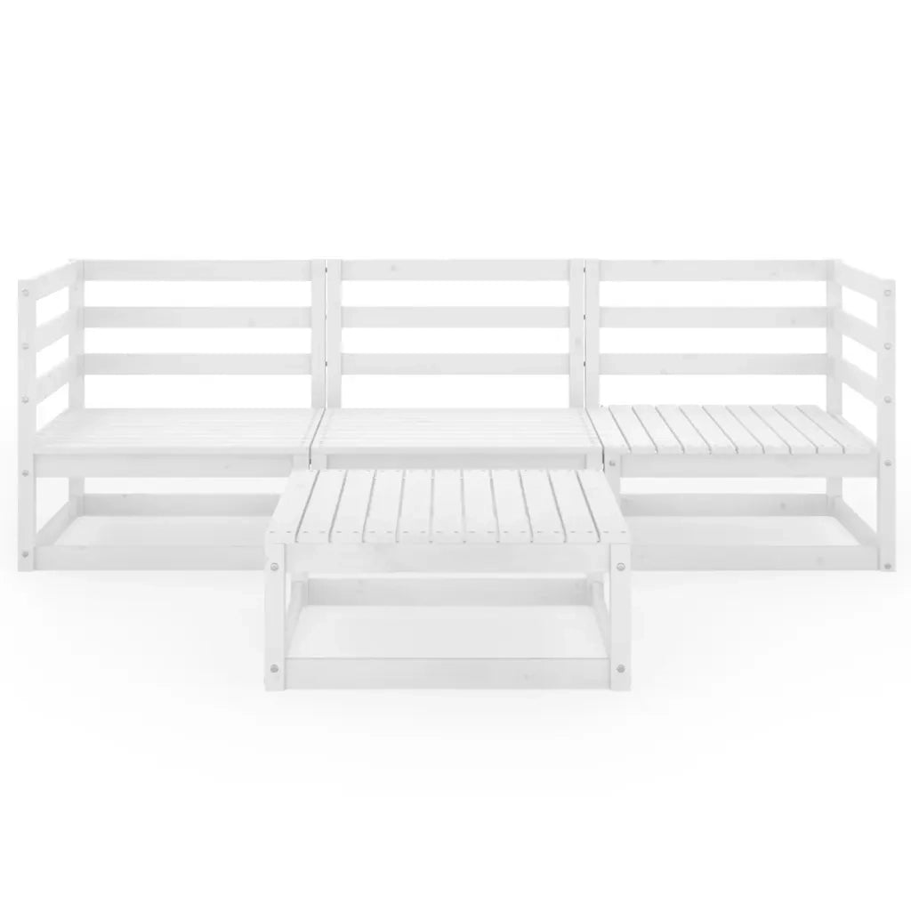 Set Divani da Giardino 4 pz Bianco in Legno Massello di Pino 3075325