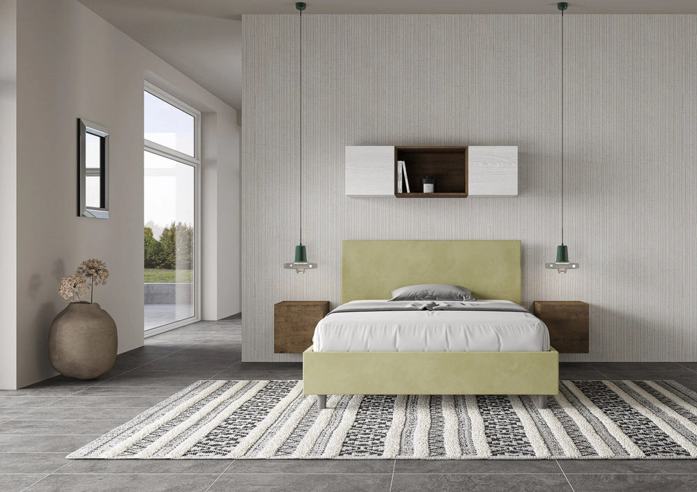 Letto Matrimoniale Large 180x200 cm con Rete Adele Tè Verde