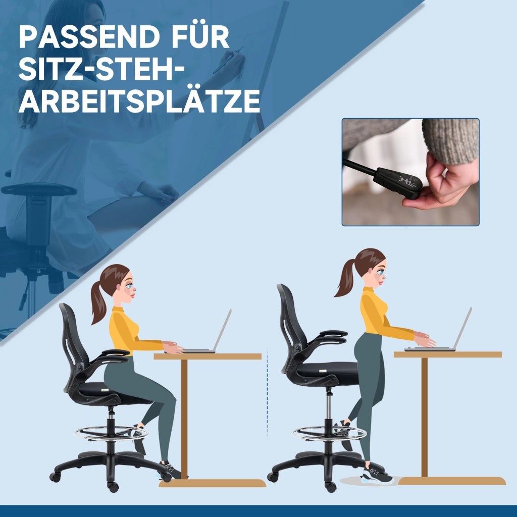 Sedia da ufficio ergonomica con poggiapiedi ¨C Xylo ¨C Altezza regolabile, 59x65x122 cm, Nero