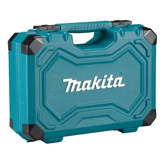 Makita E-08458 Set di utensili manuali 87 pezzi in acciaio cromo vanadio con cricchetti reversibili chiavi combinate cacciaviti pinza e punte varie colore Blu