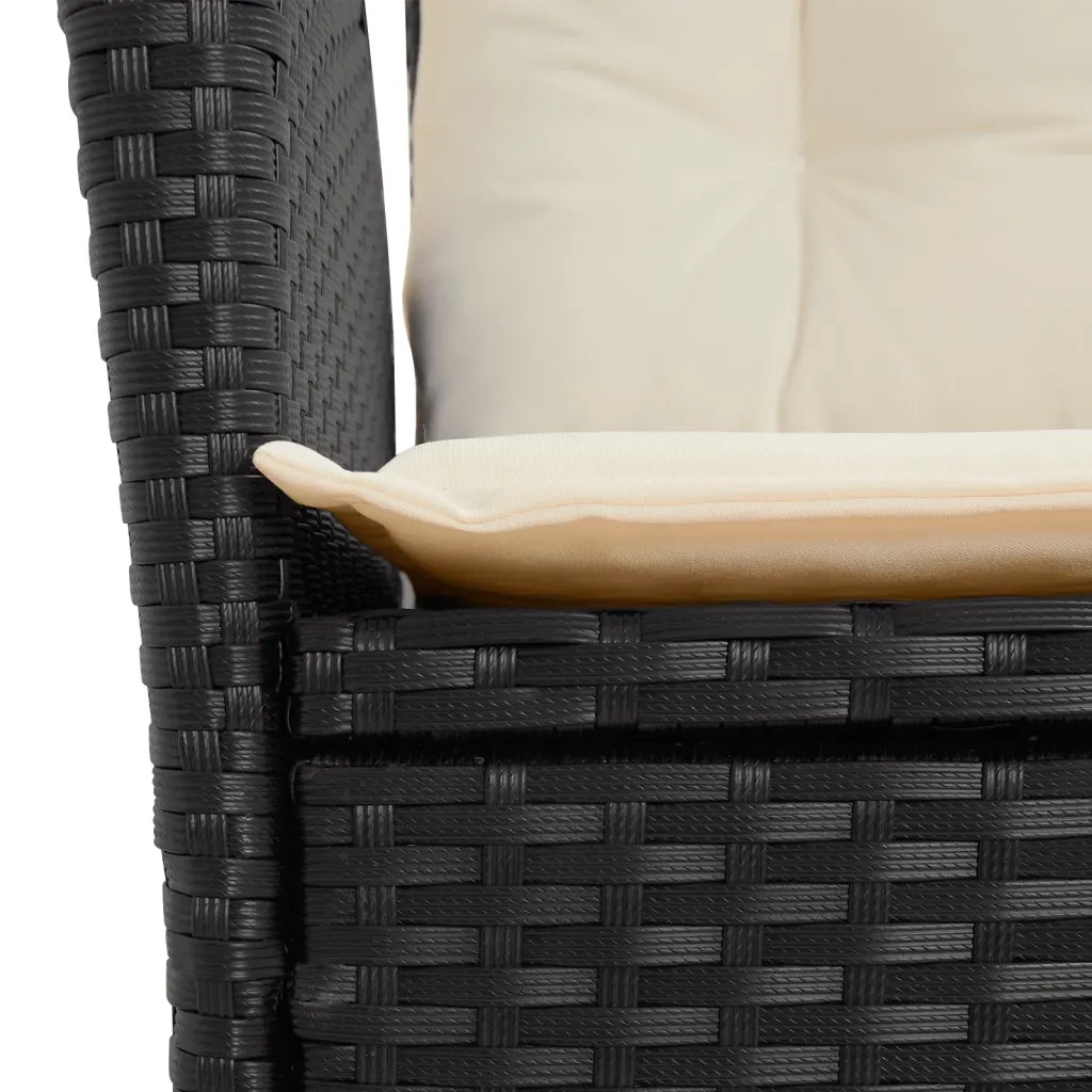 Set da Pranzo da Giardino 9 pz con Cuscini Nero in Polyrattan 3213092