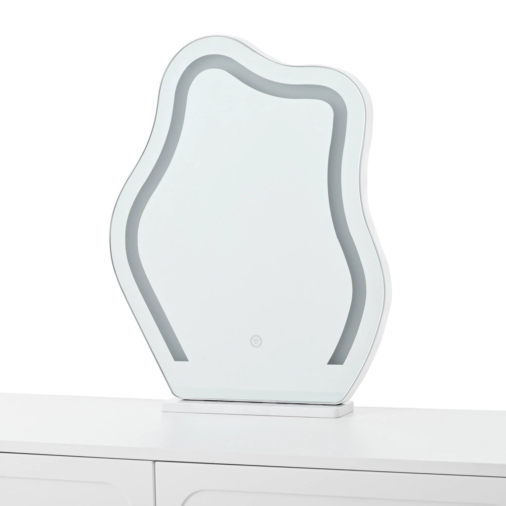 TOELETTA Con specchio LED 140x40x130 cm Bianco con 4 cassetti