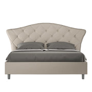 BS COM Letto matrimoniale con rete imbottito 160x190 similpelle tortora