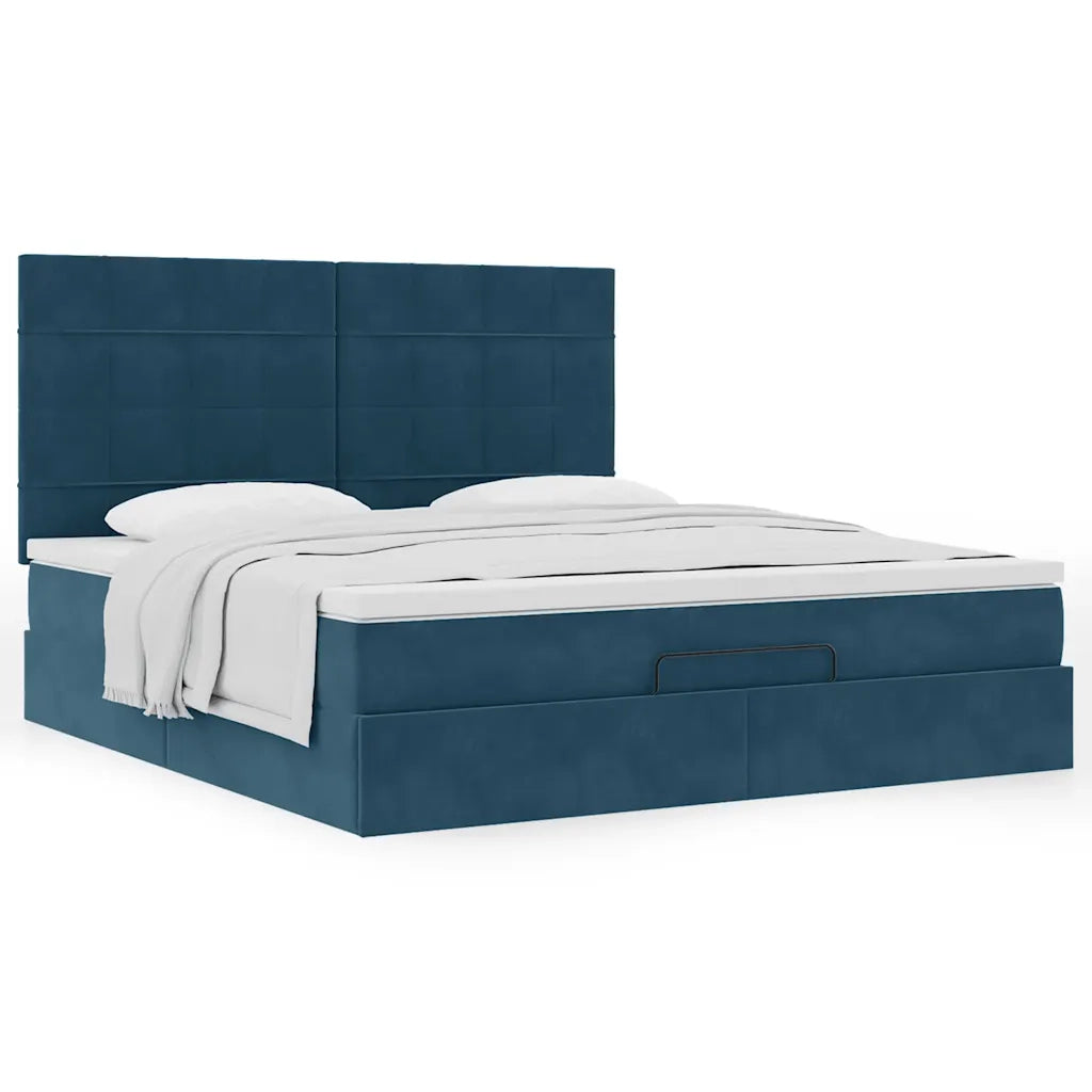 Struttura Letto Pouf con Materassi 200x200 cm Velluto 3313497