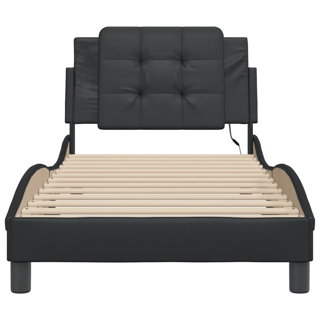 Giroletto con LED senza Materasso-Struttura Letto Zadar Nero 90x200 cm