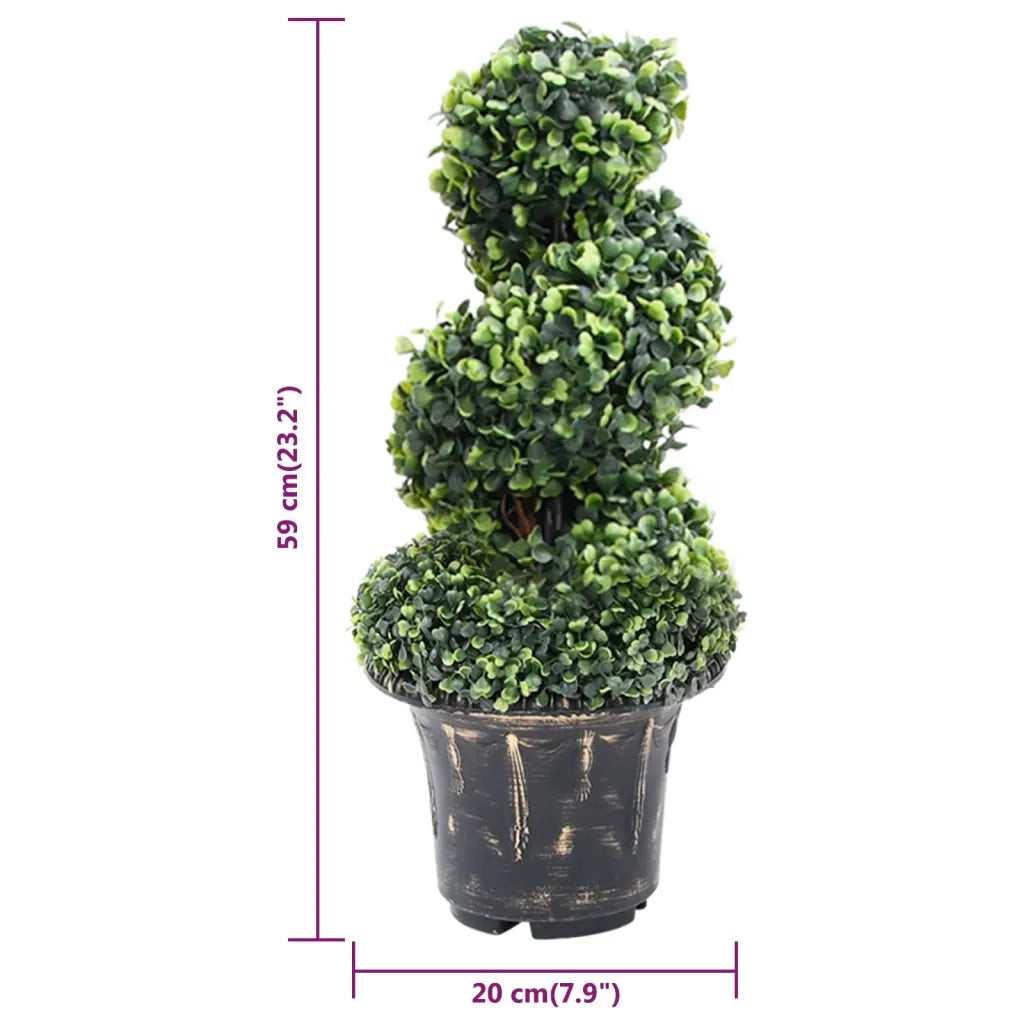 Pianta di Bosso Artificiale a Spirale con Vaso Verde 59 cm 336507
