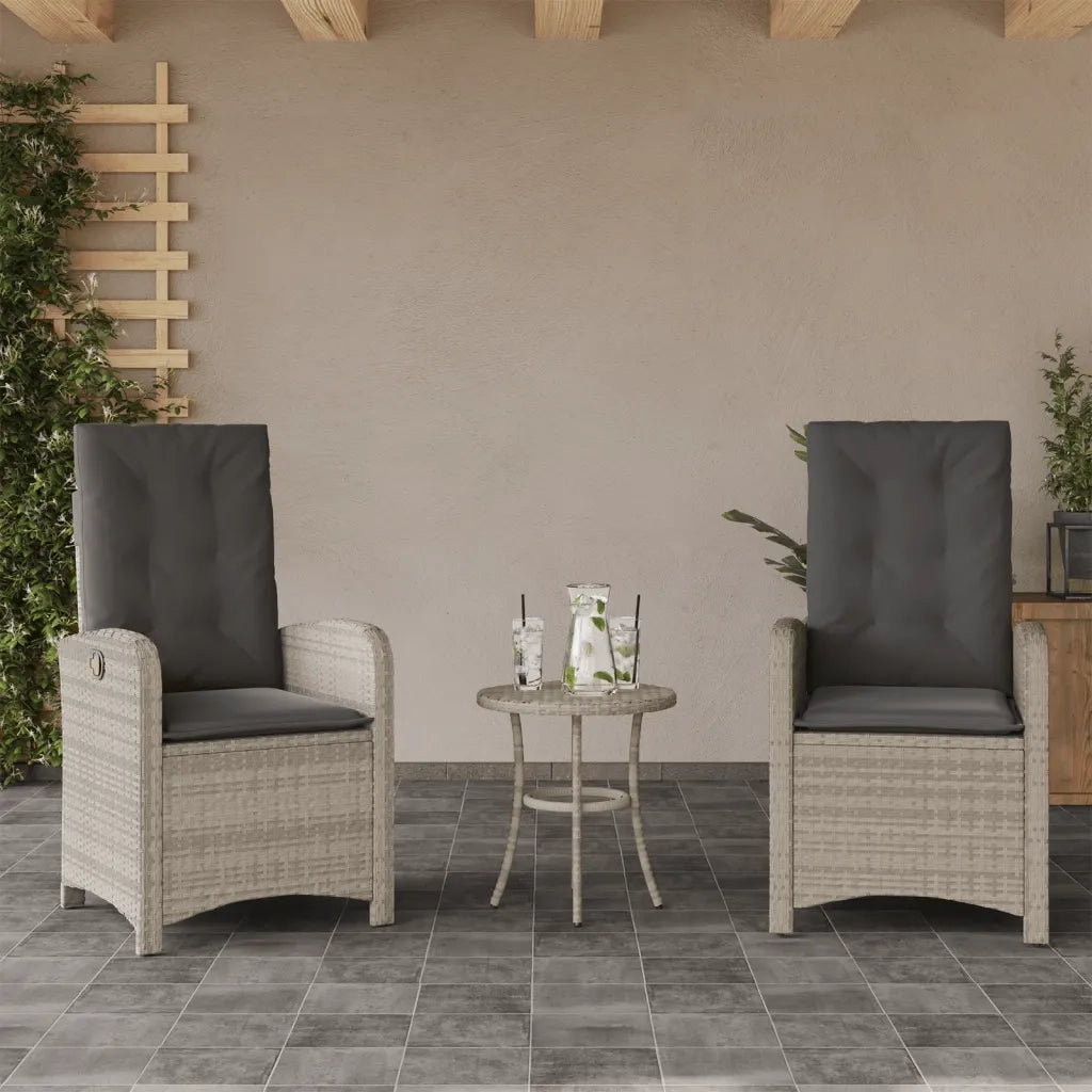 Set da Bistrò 3 pz con Cuscini Grigio Chiaro in Polyrattan 365182